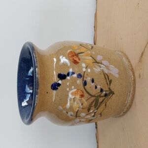 Vintage Signed Art Pottery Vase with floral Design